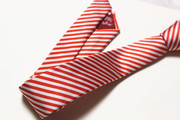 出口原单真丝蚕丝色织领带白色红条纹男休闲超窄款韩版5CM小版型
