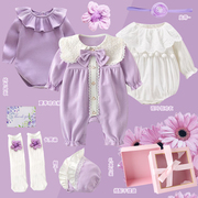 新初生婴儿衣服礼盒套装送礼用品见面礼宝宝女孩满月百天春夏公主