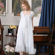 宫廷风睡衣莫代尔性感，女法式白色睡裙，纯棉夏季长裙公主风长款吊带