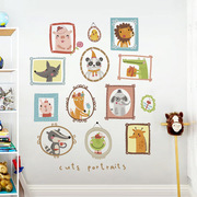 卡通相框动物贴纸可爱儿童房间装饰品自粘墙贴纸贴画可移除XL8342