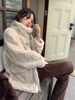 2023秋冬獭兔毛皮草，大衣女年轻款立领，保暖毛毛外套