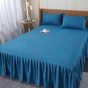 纯色韩版公主风防滑床裙单件床罩床笠床垫保护套三件套床上用品