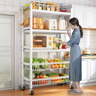 厨房置物架蔬菜水果收纳柜多层家用菜篮子窄缝锅具电器多功能架子