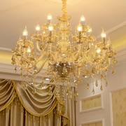 欧式灯餐厅灯复古蜡烛灯卧室，灯大气别墅灯，复式楼客厅水晶吊灯具