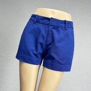 品牌折扣纯棉蓝色短裤女低腰，性感百搭纯色，显瘦口袋休闲裤直筒裤子