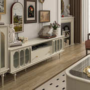 蒙杰西  法式复古实木电视柜白色美式小户型客厅储物柜奶油风家具
