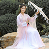 古装女仙女飘逸中国风，套装樱花超仙气汉服表演古筝，演出服装套装夏