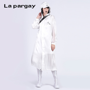 Lapargay纳帕佳秋季雪纺衬衫女长款设计感小众连帽长外套薄款