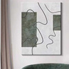 抽象手绘油画现代极简餐厅玄关挂画侘寂风客厅沙发线条装饰画绿色