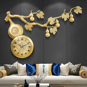 新中式黄铜葫芦钟表挂钟，客厅家用大气，时钟挂墙创意艺术装饰大