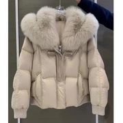 大毛领短款羽绒棉服女冬季韩版宽松小个子加厚保暖外套