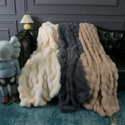 加厚保暖沙发毯毛毯双层盖毯叠石桥毯子兔绒高端卧室皮草床毯床单