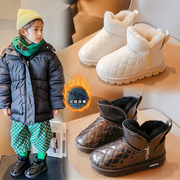 男童雪地靴2023年冬季加绒加厚儿童棉靴中大童防滑女童低筒靴