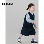 fomm秋季韩版女童灯芯绒，套装儿童纯色条绒，气质马甲中裤幼儿园穿搭