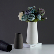 陶瓷插花现代简约拉丝摆件客厅黑白色干花器北欧式鲜花餐桌大花瓶