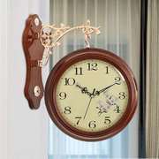欧式双面挂钟客厅家用时尚两面时钟表现代简约壁钟静音大气挂表