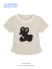 快乐兽 韩系氛围感短上衣蕾丝拼接植绒兔兔正肩短袖T恤女夏季