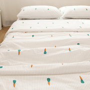 老粗布四件套萝卜简约清新文艺全棉床单被套，纯棉被罩床笠可