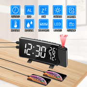led多功能fm收音机投影时钟家用简约现代智能钟卧室(钟，卧室)创意床头闹钟