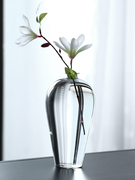 日式禅意小口玻璃花瓶透明创意简约现代客厅装饰摆件水培插花器皿