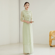 新中式国风套装女2024盘扣女装复古时尚禅意唐装两件套连衣裙