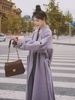 2023年秋冬韩系温柔风香芋紫色毛呢大衣长款高级感呢子外套女