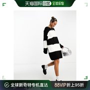 香港直邮潮奢asos女士设计针织套头迷你圆领条纹连衣裙