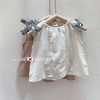 女童棉麻无袖衬衫夏款上衣宝宝洋气时髦小衫炸街衬衬衣儿童娃娃衫