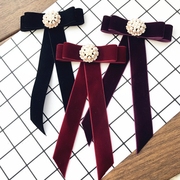 丝绒领结女珍珠红色黑色小香风日系装饰配件饰品蝴蝶结领花领结