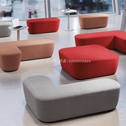 简约现代商场休息区异形模块沙发商务办公楼方块凳咖啡厅长凳矮凳