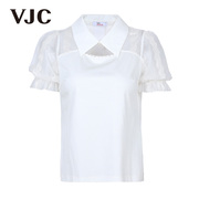 vjc威杰思女装春夏，短款衬衫短袖白色减龄甜美商场同款