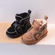 冬季儿童真皮加绒雪地靴1-2-3岁宝宝，棉靴4男童女童短靴中小童靴子
