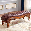 美式床尾凳换鞋凳雕花欧式床榻实木雕刻沙发客厅卧室床前凳贵妃榻