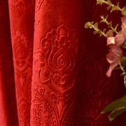 婚房大红窗帘欧式大红色婚房卧室结婚窗帘遮光布喜庆新婚成品窗