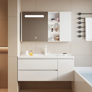 智能浴室柜陶瓷一体盆洗脸池，洗手盆柜组合现代简约卫生间洗漱台