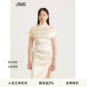 J1M5买手店 SAMUEL GUI YANG 23春夏米色侧开叉立领短袖旗袍