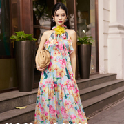 越南小众品牌GIANGKYO 2023年夏季柔美度假风无袖碎花连衣裙