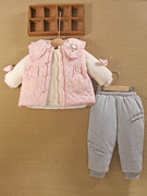 1一2岁半女宝宝冬装外套分体款童婴儿服外出三件套装加厚棉衣袄季