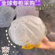 日本wg浴帽女双层防水沐洗澡发膜帽加厚成人，厨房防油烟帽儿童洗澡