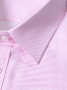 甩纯棉长袖衬衫男 威可多粉红小格 商务正装100%棉衬衣
