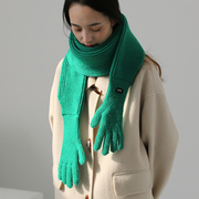 露二指显白绿色针织，围巾手套一体两件套韩版个性，男女秋冬保暖围脖