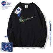 NASA联名潮牌长袖t恤男士2023春秋潮流美式情侣宽松体恤上衣