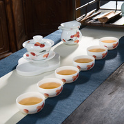 千红窑陶瓷茶具套装禅鸣 6人家用中式釉下彩手绘功夫茶具礼盒套装