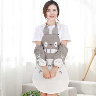 创意卡通龙猫围裙套装，韩版可爱厨房围裙，袖套防油围裙男女罩衣防水