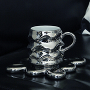 景德镇陶瓷咖啡杯套装高档精致手冲拉花高级设计感小众高颜值银色