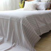 出口品质纯棉色织褶皱全棉双人床单单品枕套纯棉素雅条纹床上用品