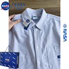 NASA~联名蓝色条纹衬衫长袖日系春秋内搭打底衬衣男女装上衣外套