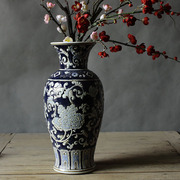 古典青花陶瓷花瓶景德镇复古中式手绘瓷器，花瓶客厅玄关装饰品摆件