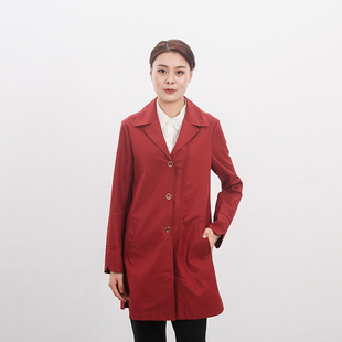 HONRN/红人秋季女装衬衣领单排扣风衣商场同款HE33OF119