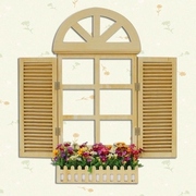 木质装饰假窗户壁挂，田园欧式花架餐厅，墙面装饰百叶窗花架装饰窗